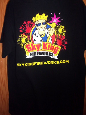 SKY KING FIREWORKS black L t shirt