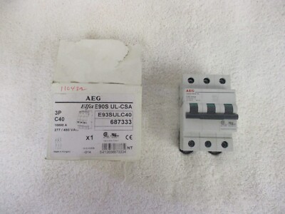 NIB AEG Elfa 3 Pole C40A Circuit Breaker   E93SULC40