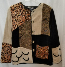 INDIGO MOON VINTAGE BUTTON DOWN BLAZER BLACK,BROWN AND TAN SIZE SMALL 2395