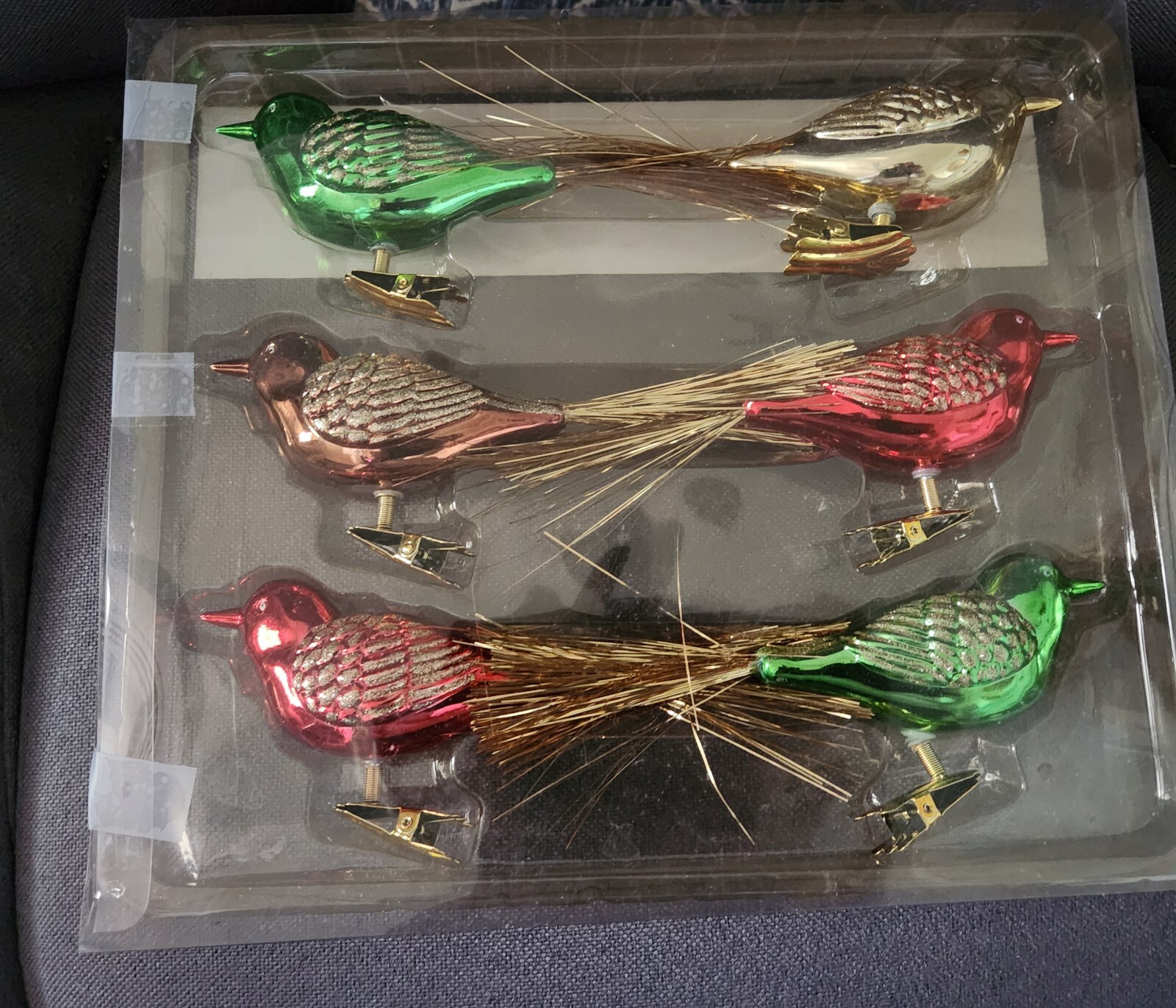 6 MARTHA STEWART Birds Glass ClipOn Tree Ornaments eBay