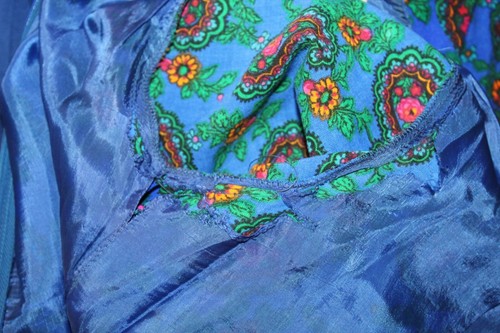 Vintage 60s 70s Lanz Original Blue Floral Paisley Wool Boho Dress Women's XS/S - Picture 11 of 14