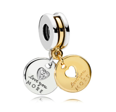 Charm Bead Love you 2 teilig Zirkon 925 Sterling Silber