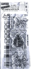 Blueprint Christmas 2 Tim Holtz Clear Stamp & Plaid Nordic Stencil Set THMM192
