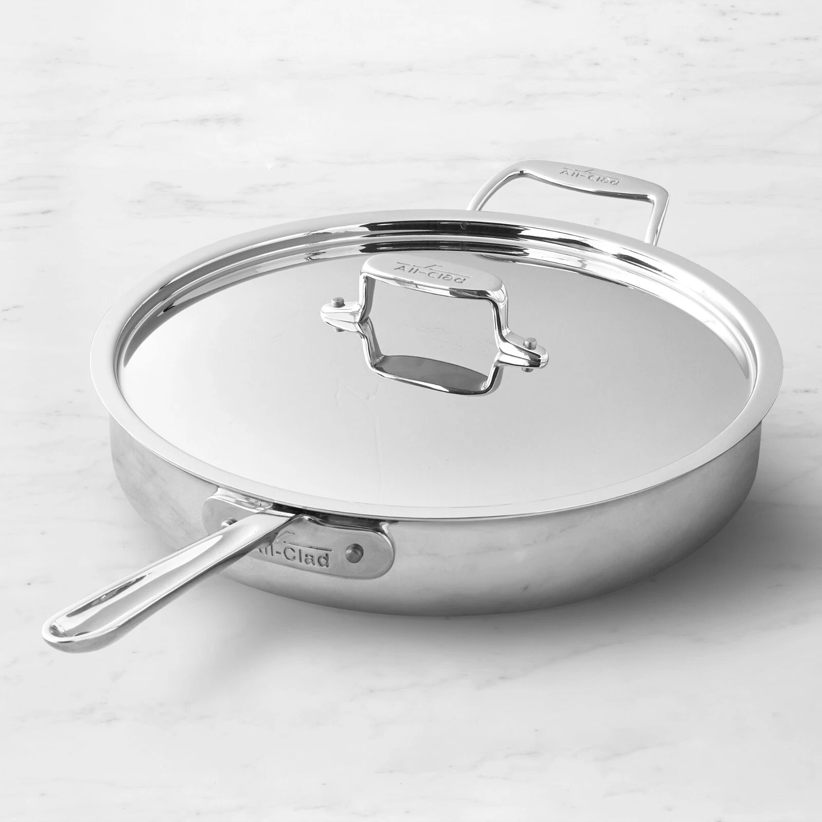 All-Clad D5 Polished Stainless-Steel 5-Ply 6 qt Saute Pan with Lid