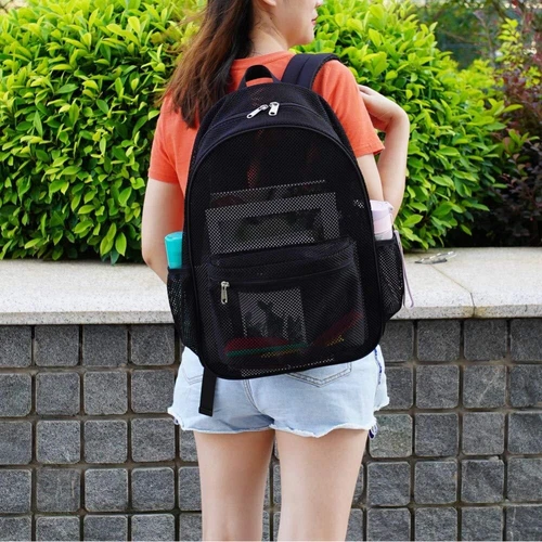 Mochila escolar de malla transparente resistente transparente para estudiantes hombres mujeres - Imagen 13 de 26
