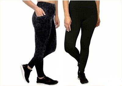 Spyder Womens Black High Rise Leggings With Side Pockets Size Medium