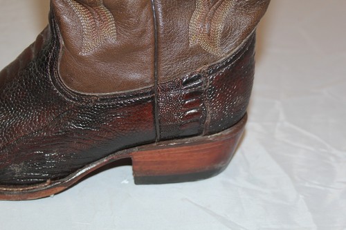 Ferrini Pre-Owned Brown Full Ostrich Leg Cowboy Boots Size 9 1/2 D Snipe Toe - Picture 16 of 18