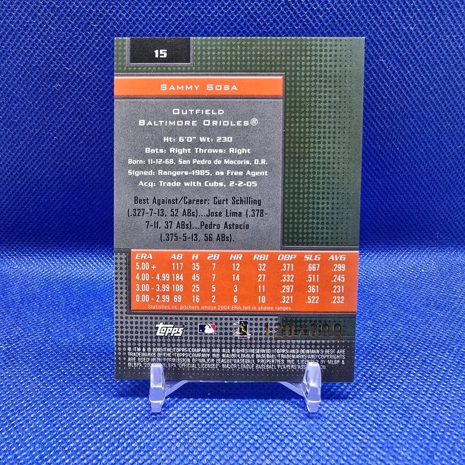 2005 Bowman's Best #15 Sammy Sosa Green Foil /899 - Image 2 of 2