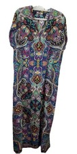 38 Johnny Was Silk Floral Ethnic V-Neck Caftan XL Pristine