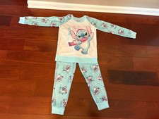 Disney Kids Flannel Two-Piece Stitch Christmas Pajamas, Size L 10/12 
