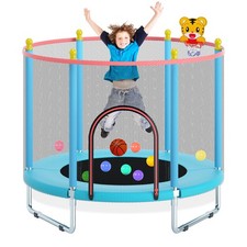 55" Small Trampoline for Kids, Indoor Outdoor Toddler Trampolines with Safety...