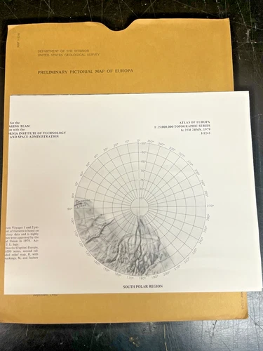 Vintage 1979 USGS NASA Europa Map I-1241 Jupiter Moon Voyager Photo Pictorial image 2