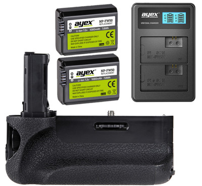 ayex Akkugriff für Sony A7 II A7R II A7S II + USB Dual Ladegerät + 2x NP-FW50