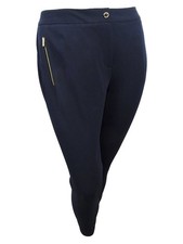 Calvin Klein Women's Plus Size Straight-Leg Crepe Pants 14W, Navy 