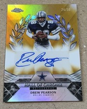 2025 Chrome Drew Pearson Autograph Hall Of Fame Gold Refractor 24/50 Cowboys HOF