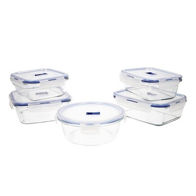 Pure Box Active Set mit 5 luftdichten Glasbehältern, extra robust, BPAfrei, M...