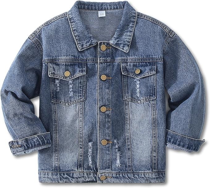 Girls Boys Jean Jacket for (4-14 Years Kids) Trendy Cozy Sof