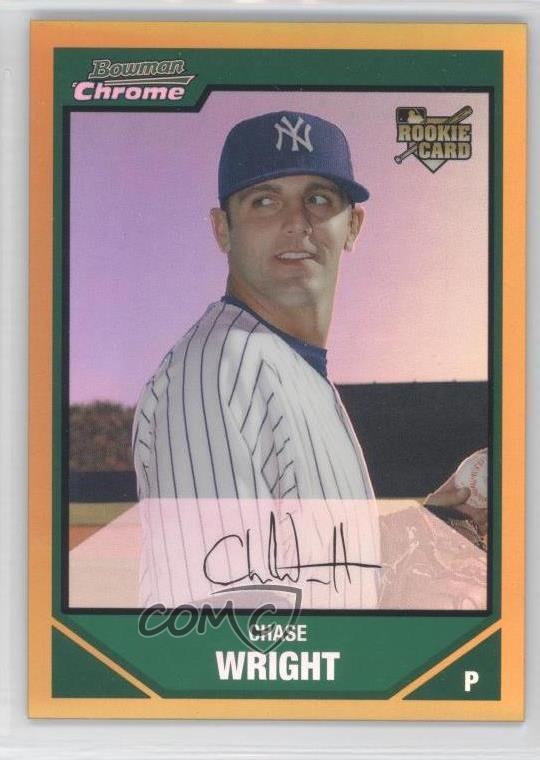 2007 Bowman Draft Chrome Gold Refractor 10/50 Chase Wright #BDP4 Rookie RC a1u