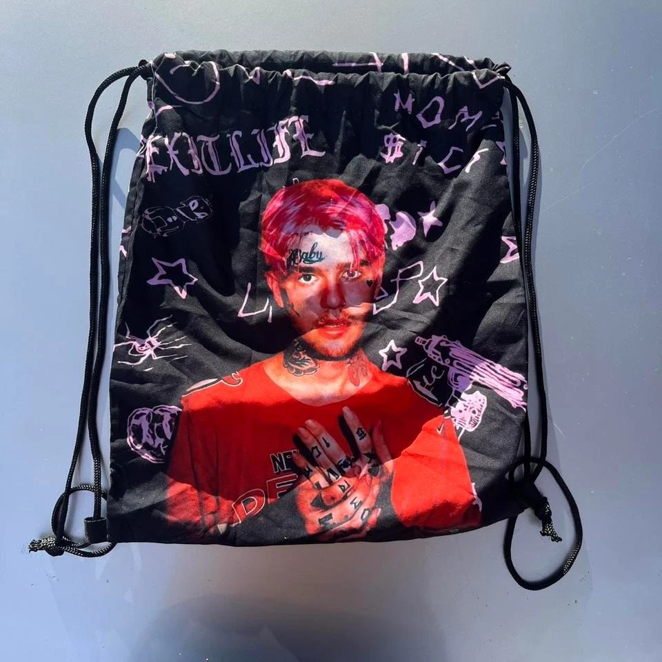 Bolso con cordón de algodón negro y rosa Lil Peep #gótico #punk Foto 2 de 4