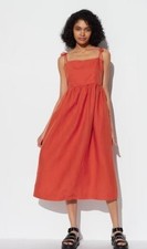 Uniqlo Size L Linen Blend Camisole Dress Oversized Rust Colour