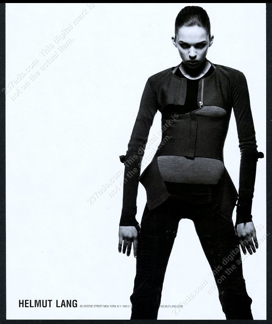 2003 Helmut Lang black torn top women's pants photo vintage print