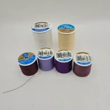 Coats & Clark Mixed lot - Polyester Thread Spools - White - Purple - 6 spools