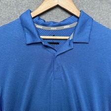 Adidas Golf Mens Blue Striped Short Sleeve Polo Shirt Large NEW