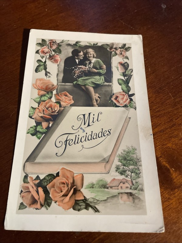 1920's Antique Postcards In Spanish “Mil Felixidades”  Wedding Vintage