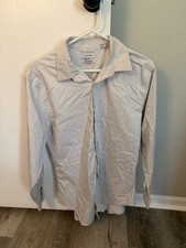 Calvin Klein Infinite Slim Stretch Non-Iron White Dotted Dress Shirt 17 32/33