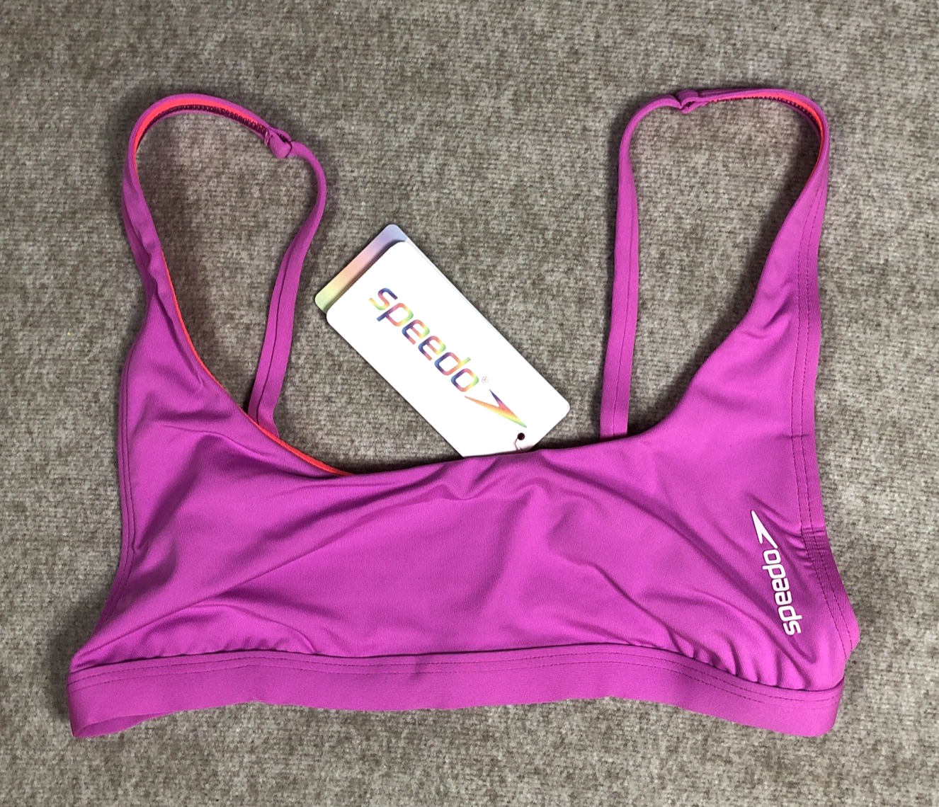Speedo Scoop Neck Convertible Bikini Top Purple XS UK 8 10 Multiwear FLU3NTE