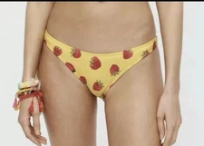 NWT EDIE PARKER X J CREW Strawberry Bikini Bathing Suit Bottoms Sz S Yellow Red