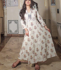 Ivory White Self Print Cotton Kurti Palazzo Set Women Plus Size Ethnic Wear