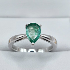 Sterling silver Emerald solitaire ring, 0.80ct UK size P 1/2