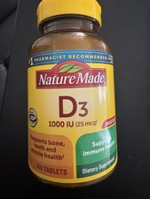 Nature Made Vitamin D3 1000 IU 300 Count Tablets Bone Teeth Immune Health