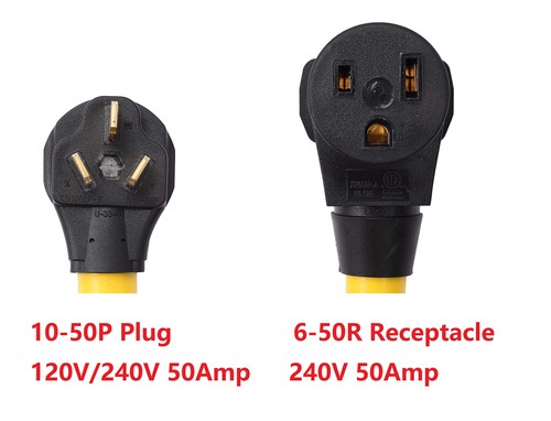 NEMA 10-50P a 6-50R 240V 50 Amp 1.5FT STW 6AWG 3 poli spina maschio a 3 poli... - Foto 2 di 2