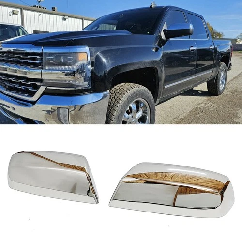 US Chrome Side Door Half Mirror Covers Fit Chevy Silverado Sierra 2014 2015-2018