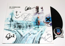 RADIOHEAD BAND SIGNED 'OK COMPUTER' ALBUM VINYL RECORD BECKETT COA THOM YORKE x5