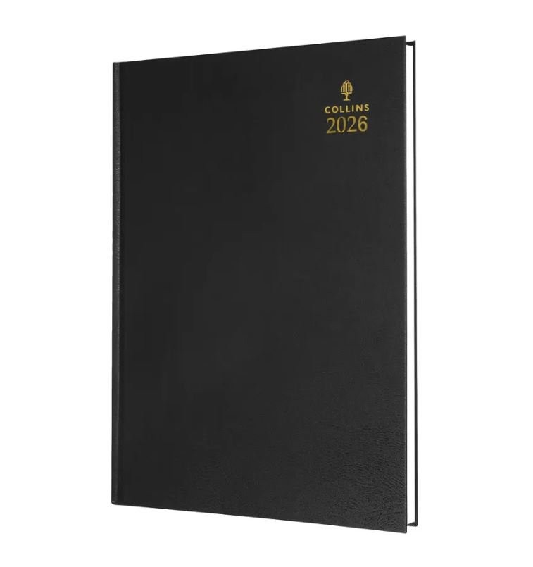Collins 52 Desk Diary A5 Day To Page 2026 Black 52.99-26