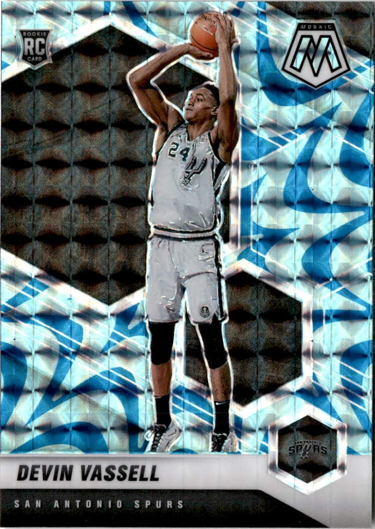 2020-21 Panini Mosaic #221 Devin Vassell Mosaic Reactive Blue San Antonio Spurs