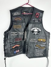 Xelement Leather Motorcycle Vest w/Patches Size 2XL