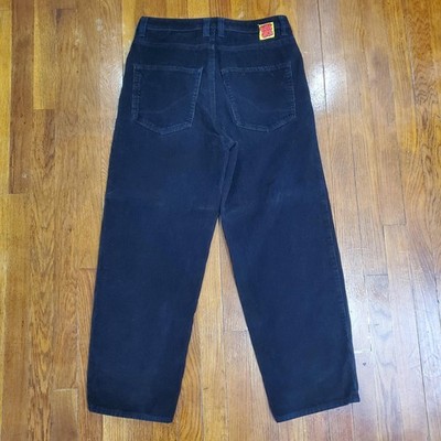 GMPYRE Corduroy Pants Mens 30 Black Straight Leg 5 Pocket Wide Wale Logo Patch