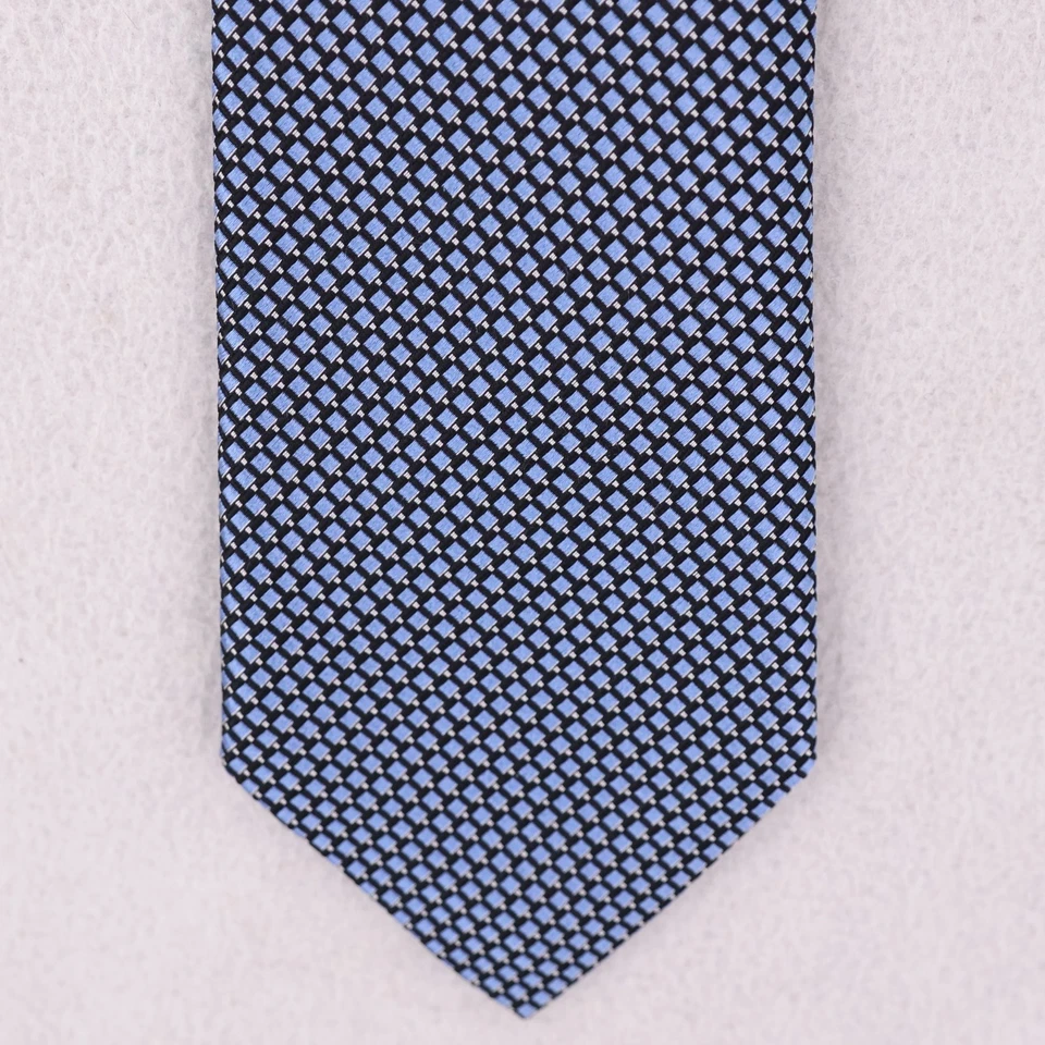 Corbata Ermenegildo Zegna Cuello Seda Azul Texturizada Geométrica Reciente Hecha en Italia Foto 2 de 4