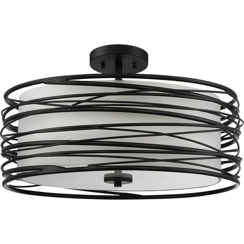 Spiral 3-Light Semi-Flush Mount in Mystic Black - Picture 2 of 6