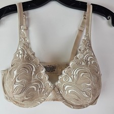 Playtex Secrets Underwire Beige Bra 36C Style 4513 Embroidered Lace Tru Support