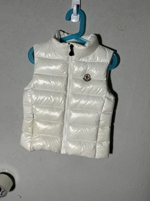Auth Women's MONCLER Logo Classic White Down Puffer Gilet Vest Casual Size  8a