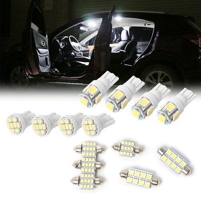 14pcs White LED Lighting Package Fit T10 & 31mm 42mm Dome Map Interior Lamps