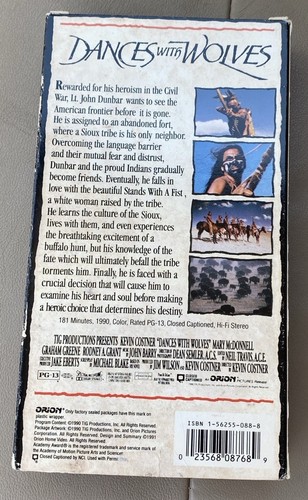Dances With Wolves VHS Original Release 1990 ORION Pictures Release - Imagen 2 de 2