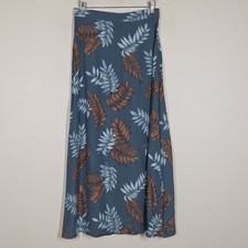 Vtg Y2K Palm Leaf Maxi Skirt 10 Rayon Tropical Beach Coastal Boho Festival