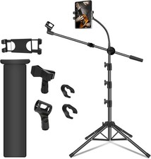 Mic Stand, MicroStand Floor Boom Mic Stand with Tablet Holder Height