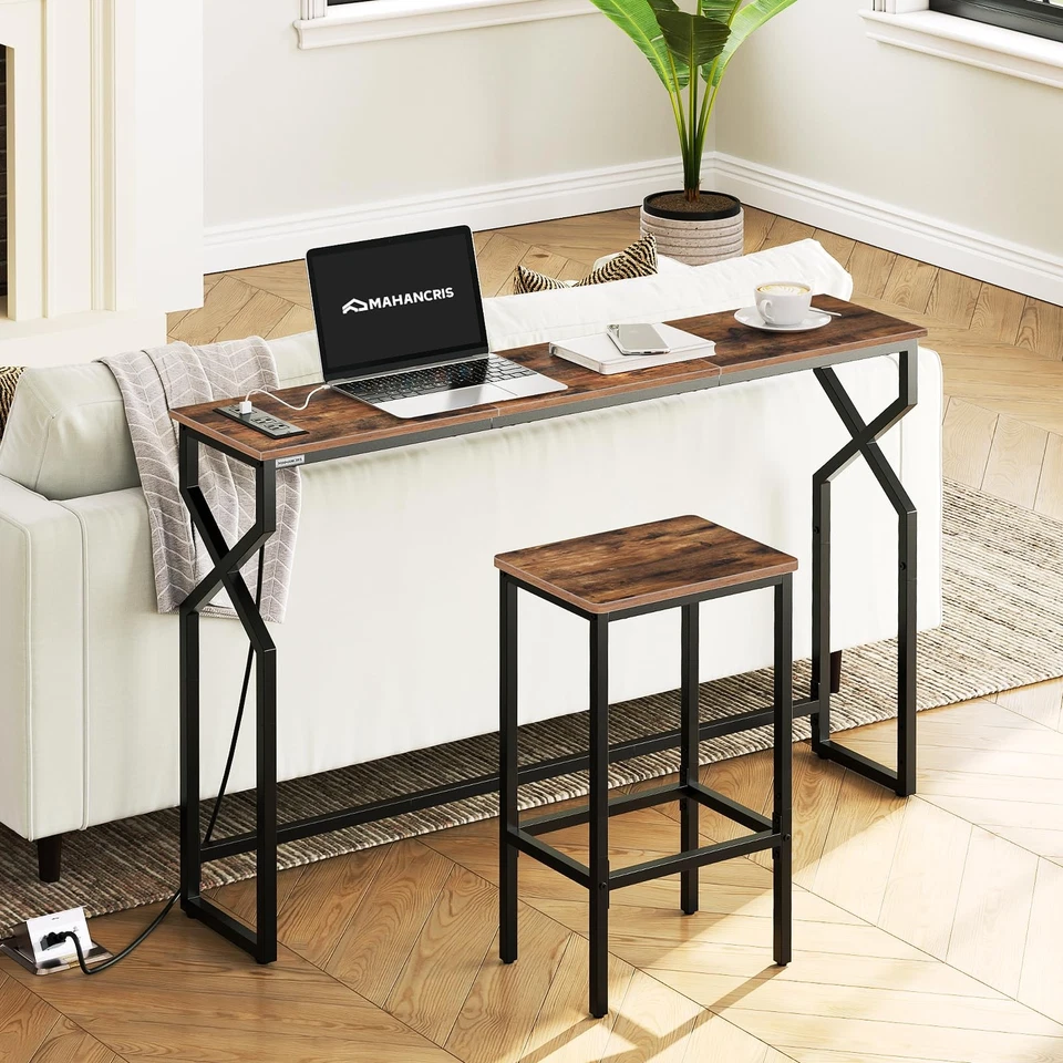 Sofa Console Table, 44.9" Entryway Table with Charging Station, Narrow Couch ... - Image 2 of 4